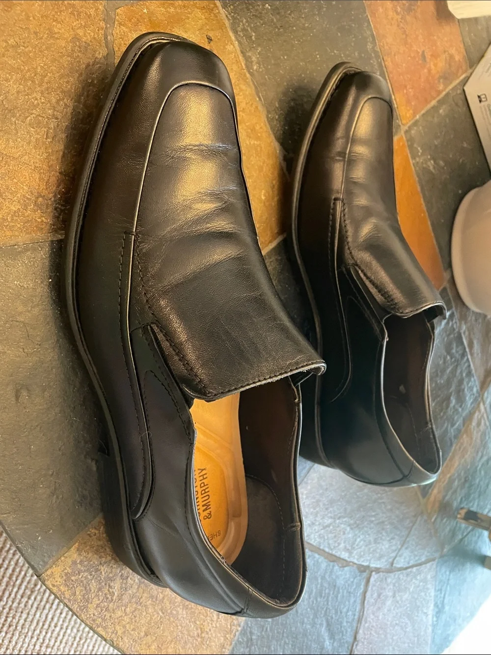 Johnston & Murphy Black Leather Slip-On Loafers